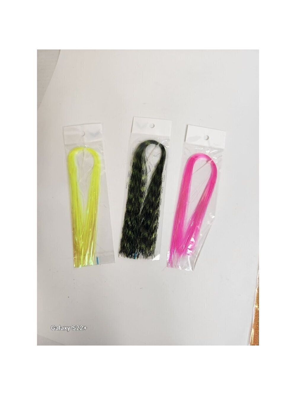 Fishing Lure Flash Skirts 3-Pack Neon Yellow & Black Pink Holographic, Flashabou
